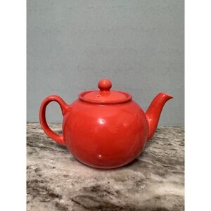 Pristine England Red Ceramic Teapot Glossy Stoneware Made‎ in England